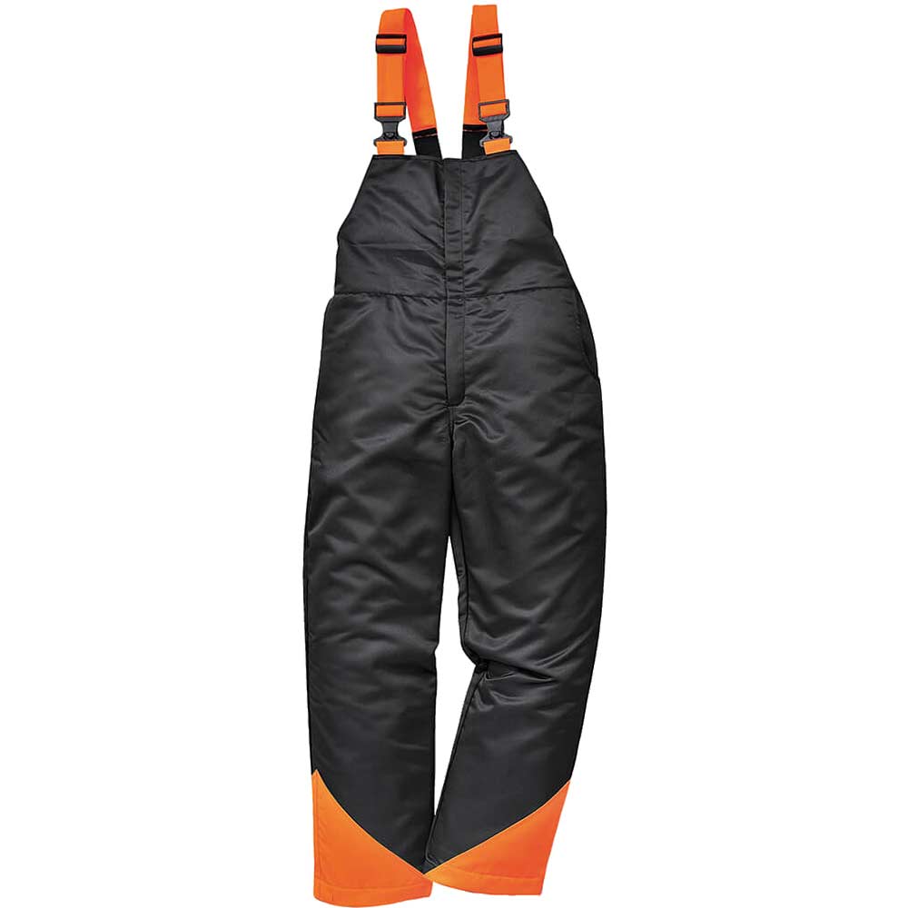Portwest Oak Chainsaw Bib and Brace Black / Orange 2XL