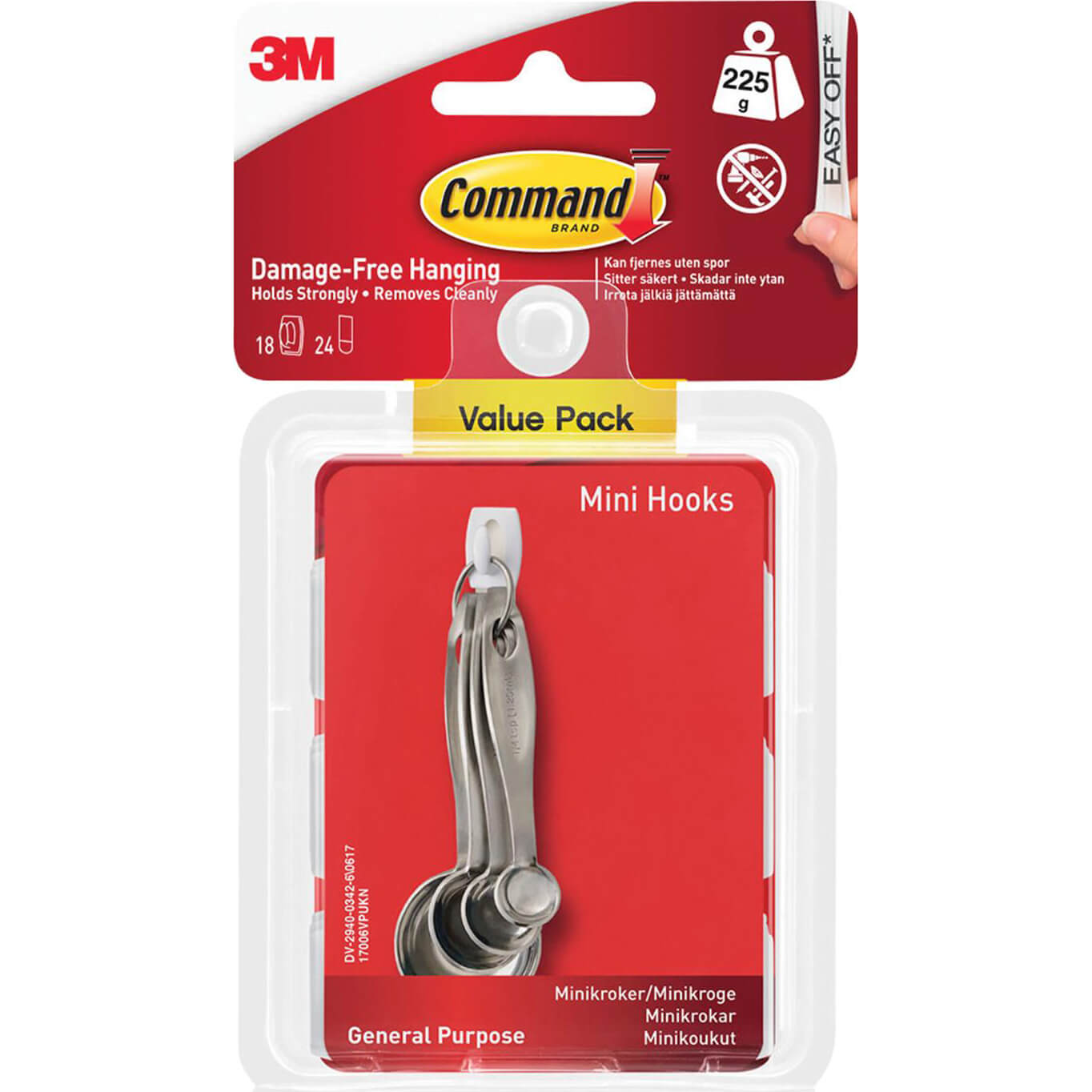 Image of Command Adhesive Strip Mini Hooks White Pack of 18