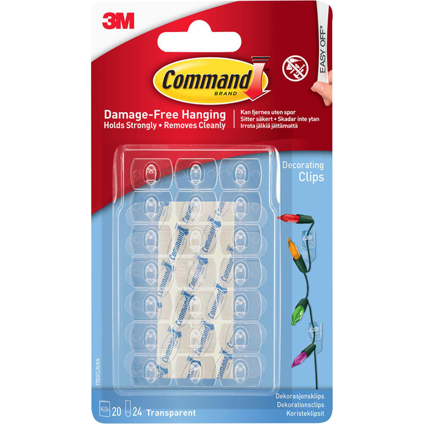 Image of Command Adhesive Strip Decorating Clips Clear Pack of 20