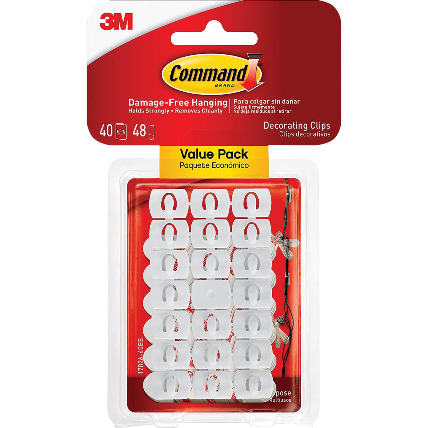 Image of Command Adhesive Strip Decorating Clips White Pack of 40