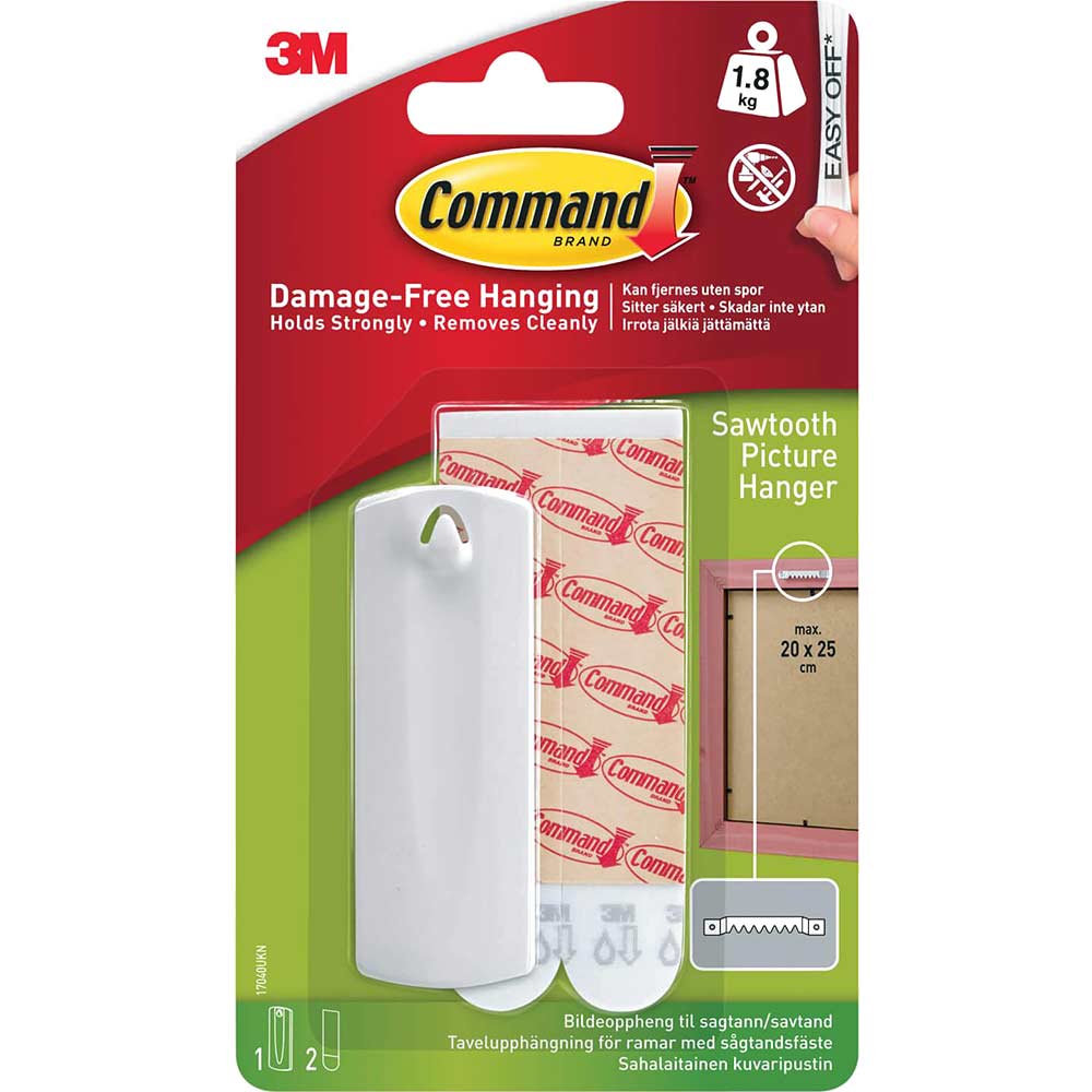 Command Adhesive Strip Sawtooth Picture Hanger White Pack of 1