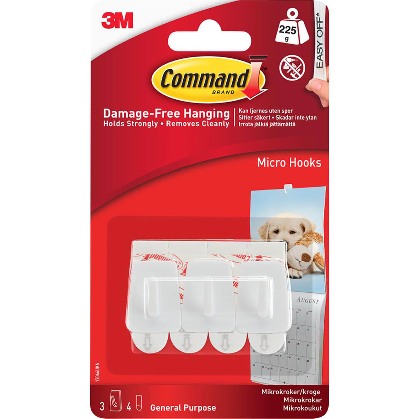 Image of Command Adhesive Strip Micro Hooks White Pack of 3