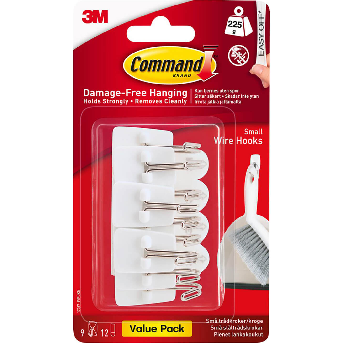 Image of Command Adhesive Strip Wire Hooks White S Pack of 9