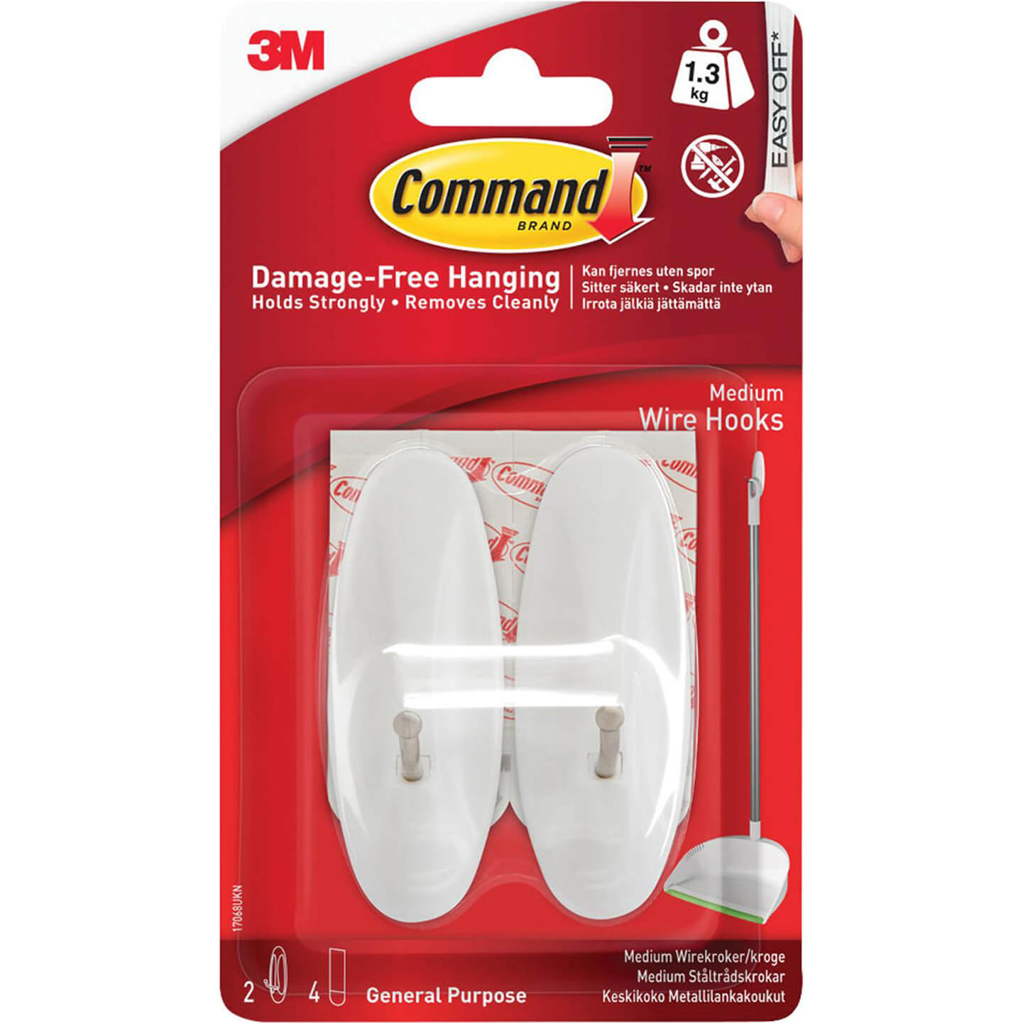 Image of Command Adhesive Strip Wire Hooks White M Pack of 2