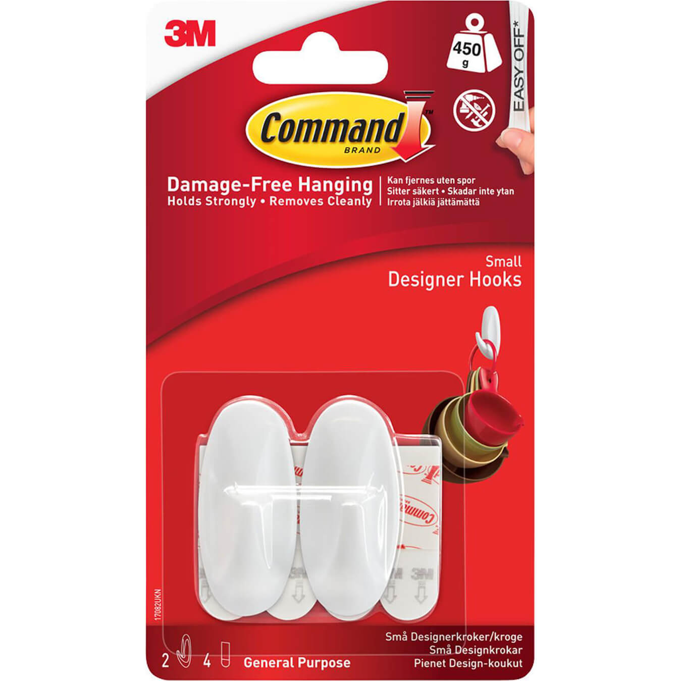 Image of Command Adhesive Strip Designer Hook White S Pack of 2
