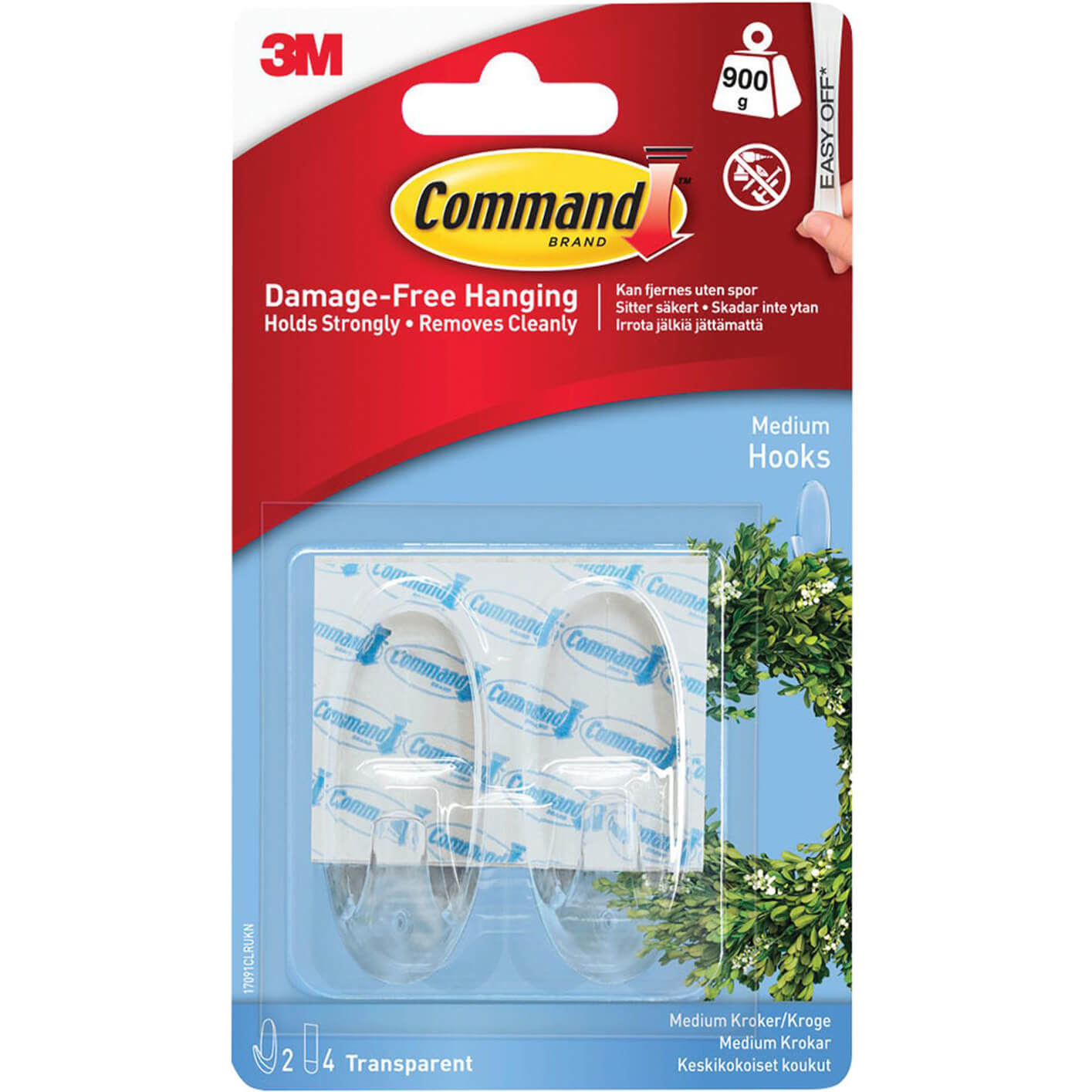 Image of Command Adhesive Strip Hooks Clear M Pack of 2