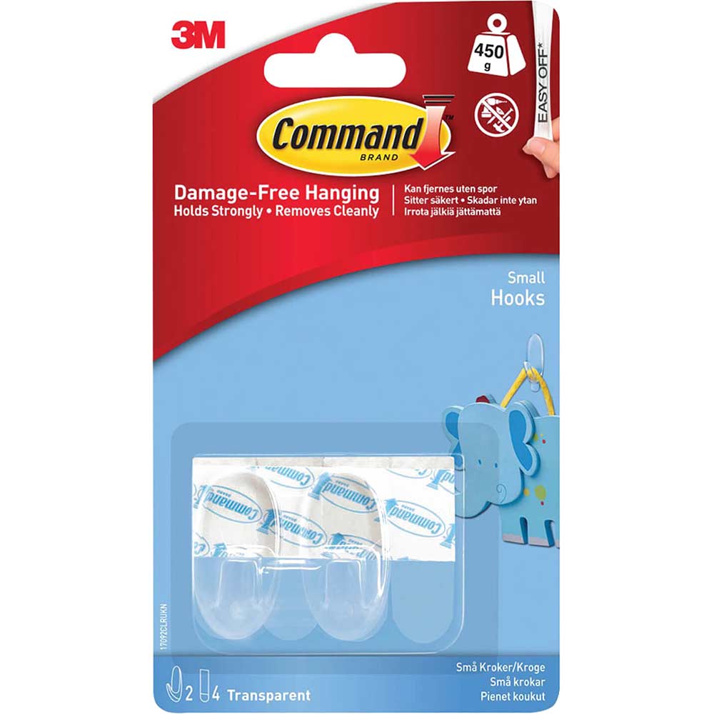 Command Adhesive Strip Hooks Clear S Pack of 2