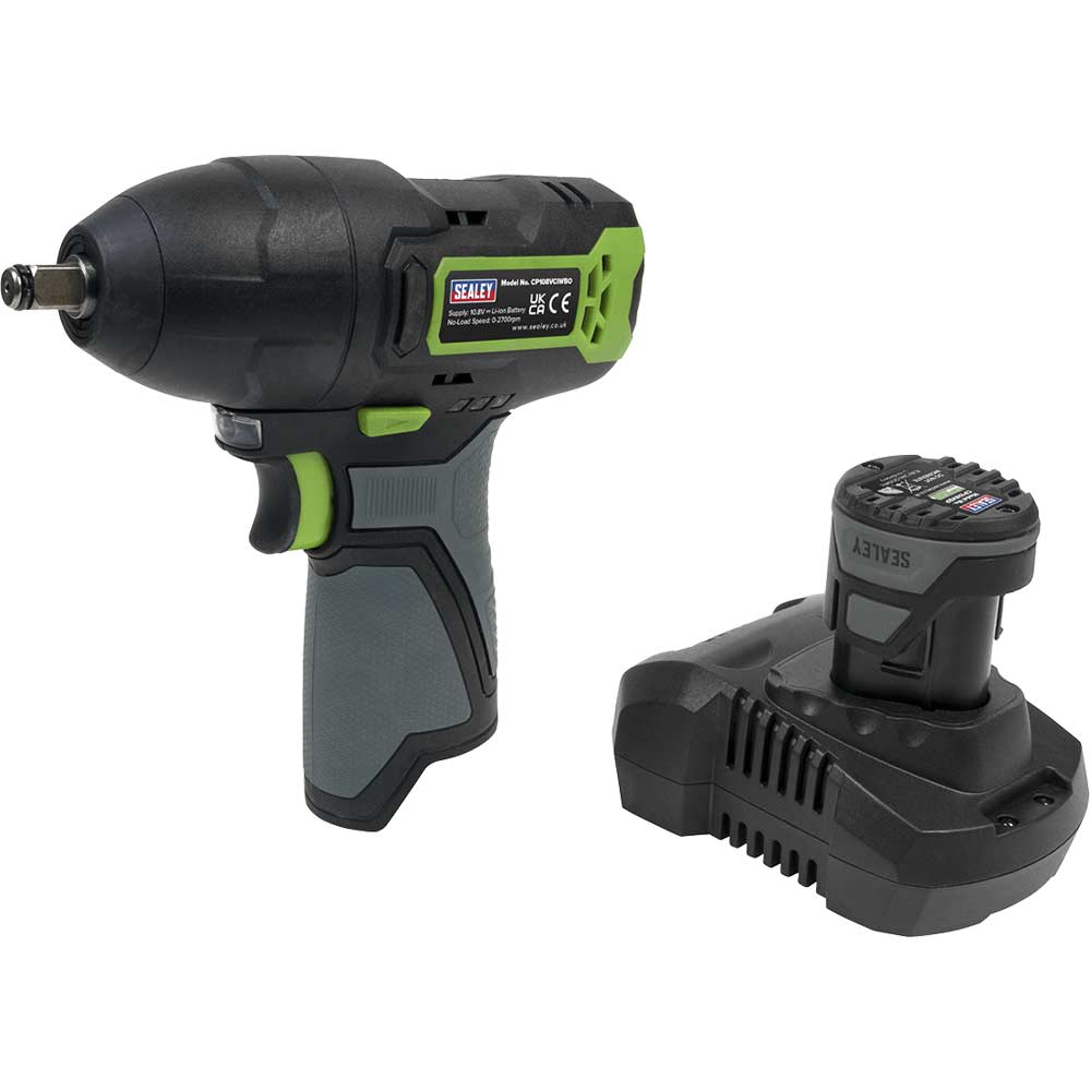 Sealey CP108VCIW 10.8v Cordless 3/8" Drive Impact Wrench 1 x 2ah Li-ion Battery Charger No Case