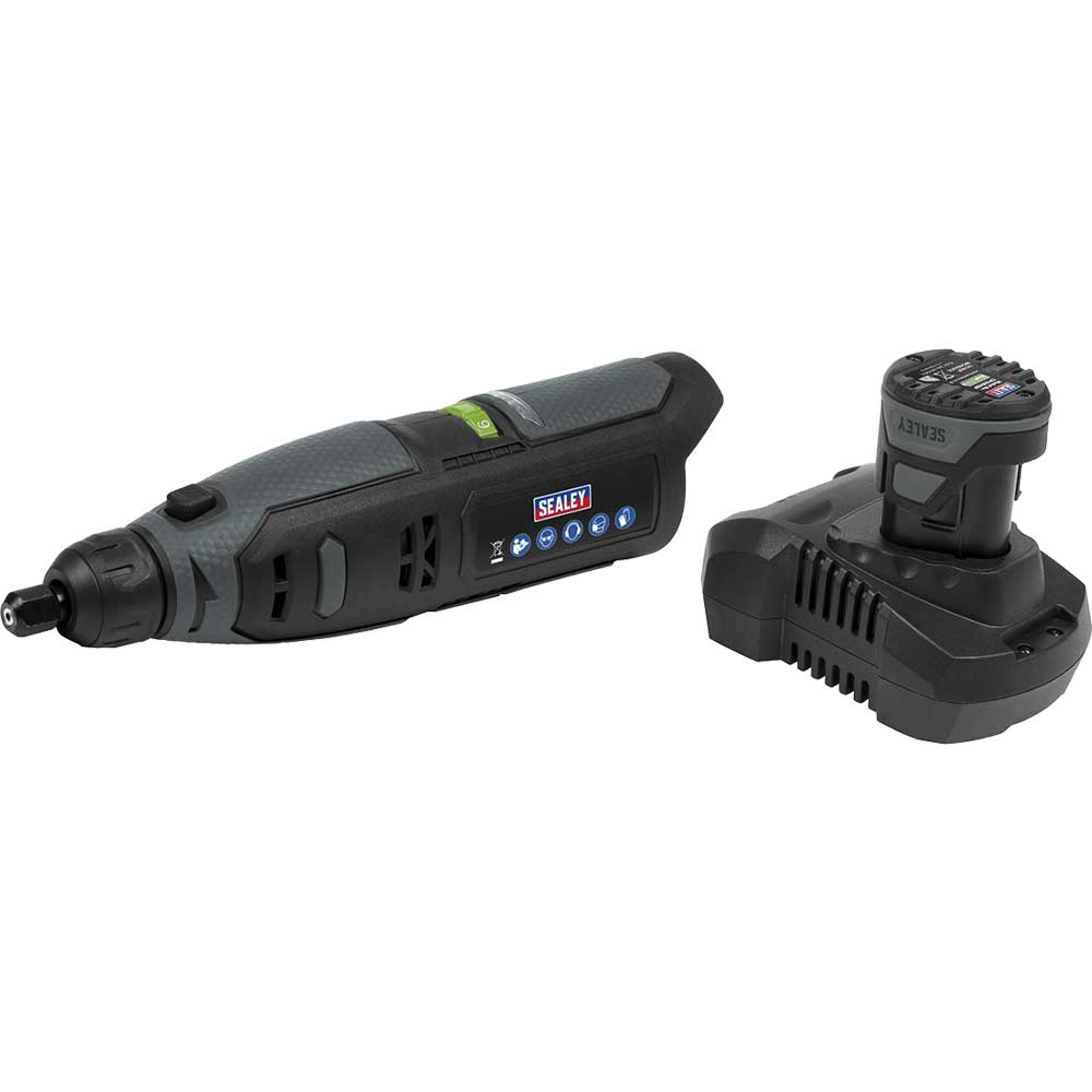 Sealey CP108VMG 10.8v Cordless Rotary Tool and 50 Piece Accessory Kit 1 x 2ah Li-ion Battery Charger No Case