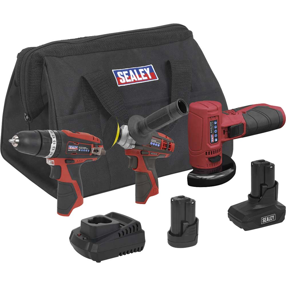 Image of Sealey CP1200 12v Cordless 3 Piece Power Tool Kit
