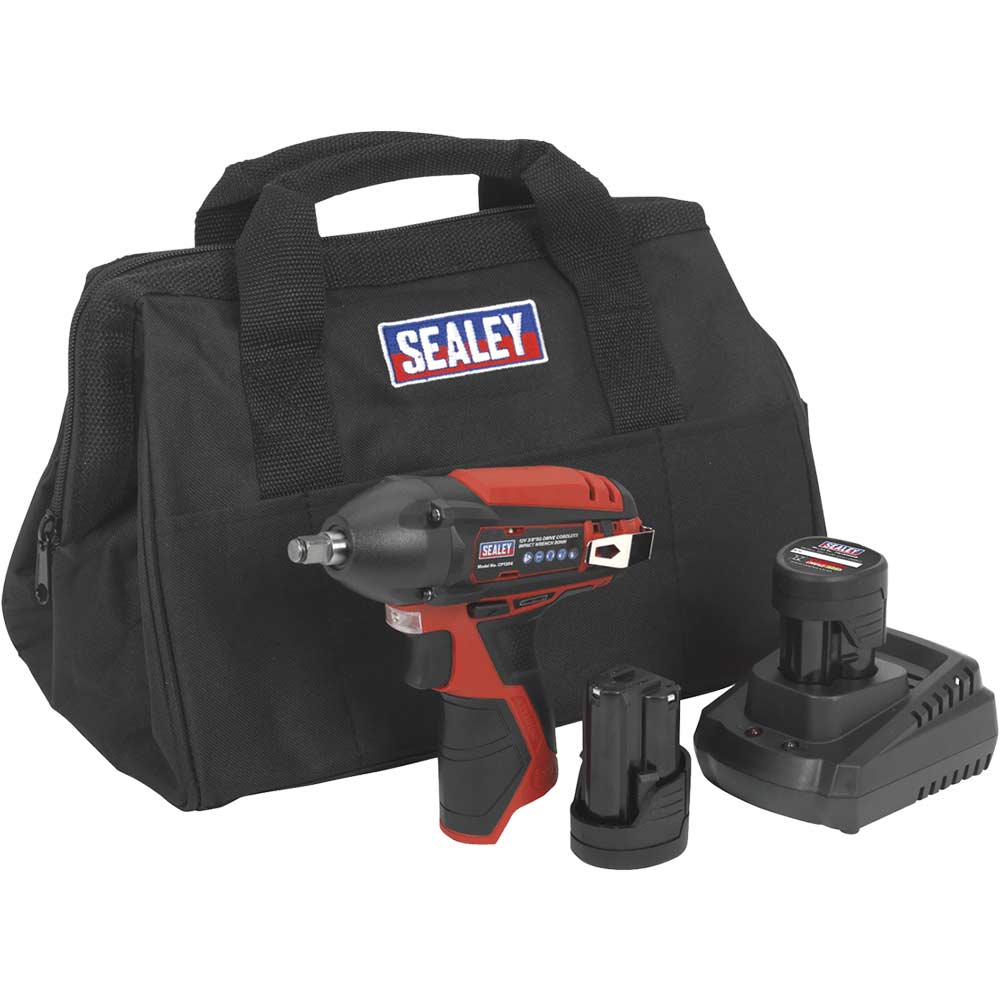 Sealey CP1204 12v Cordless 3/8" Drive Impact Wrench 2 x 1.5ah Li-ion Battery Charger Bag