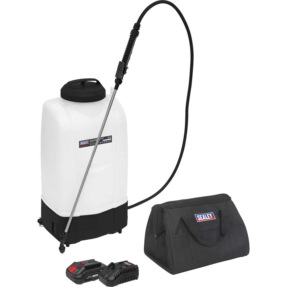 Sealey CP20VGBS 20v Cordless SV20 Series Garden Backpack Sprayer 1 x 2ah Li-ion Battery Charger Bag