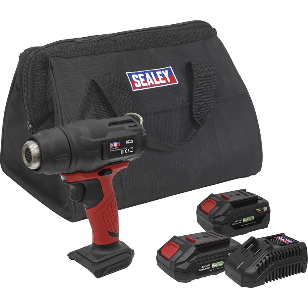 Sealey CP20VHG 20v Cordless Hot Air Heat Gun 1 x 2ah & 1 x4ah Li-ion Battery Charger Bag