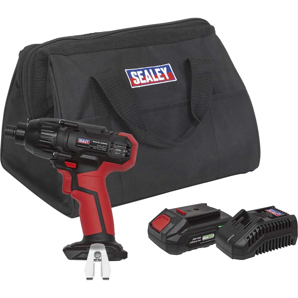 Sealey CP20VID 20v Cordless Impact Driver 1 x 2ah Li-ion Battery Charger Bag