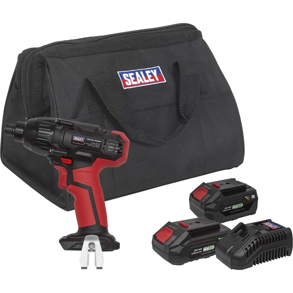 Sealey CP20VID 20v Cordless Impact Driver 2 x 2ah Li-ion Battery Charger Bag