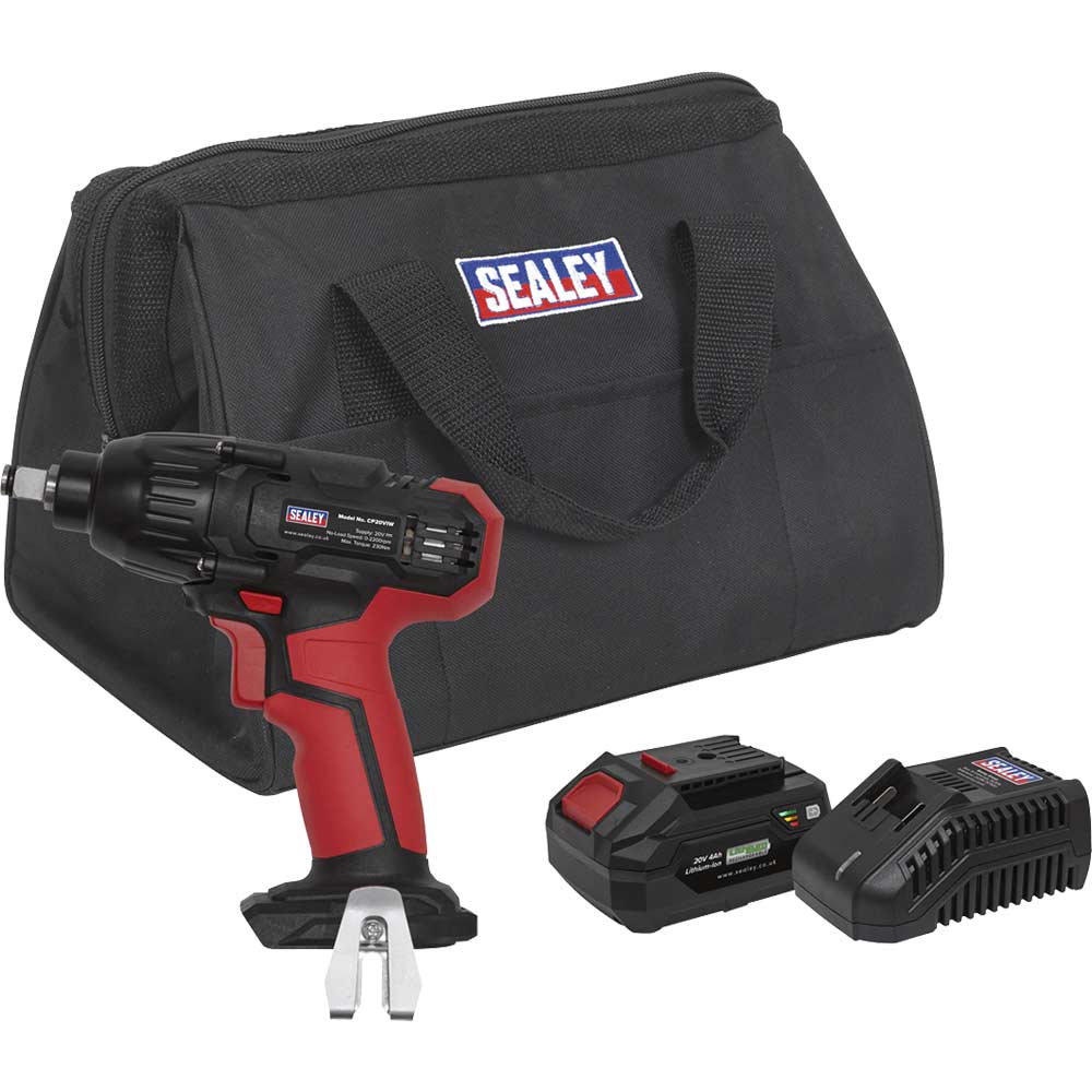 Sealey CP20VIW 20v Cordless Impact Wrench 230nm 1 x 4ah Li-ion Battery Charger Bag