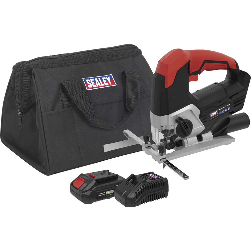 Sealey CP20VJS 20v Cordless Jigsaw 1 x 2ah Li-ion Battery Charger Bag