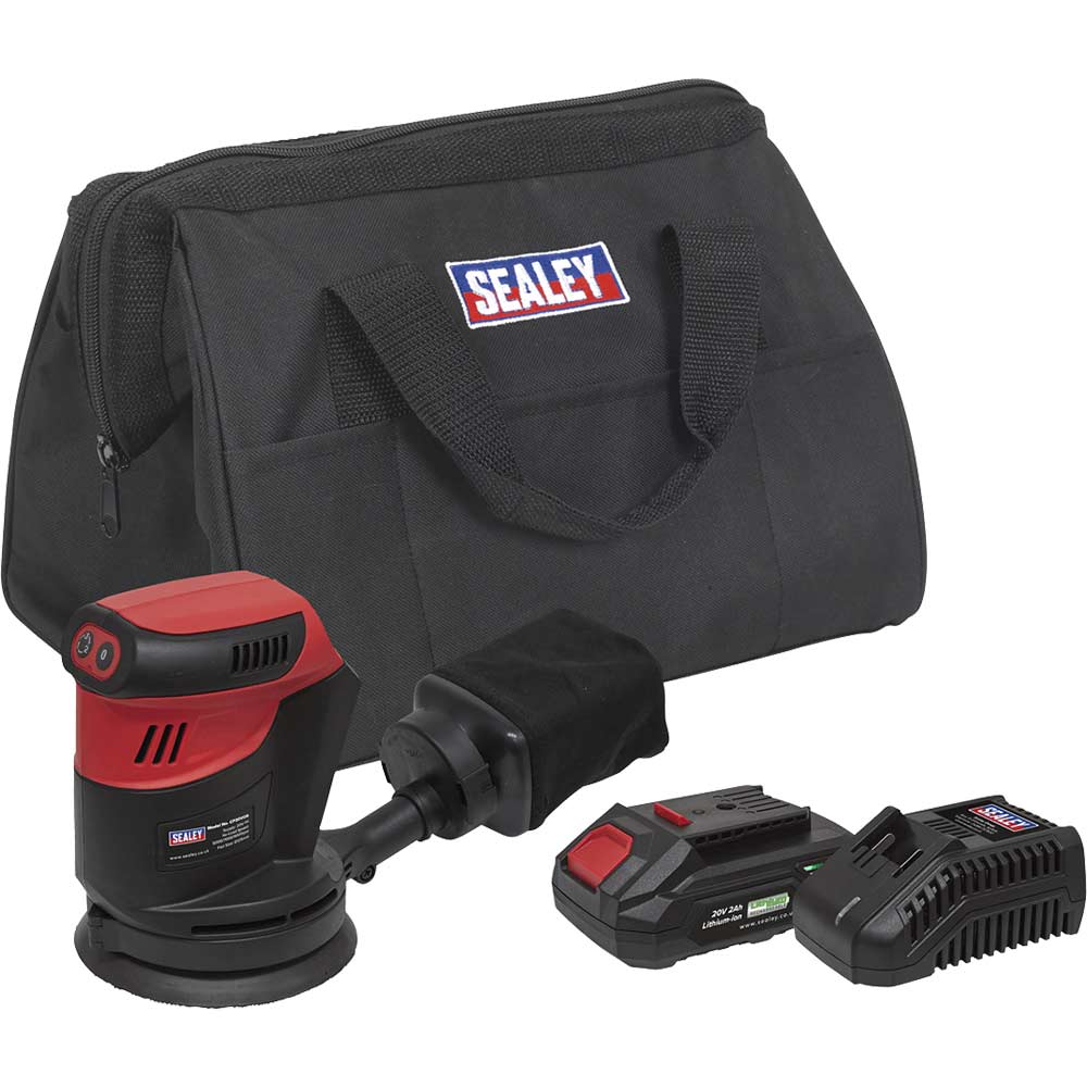 Sealey CP20VOS 20v Cordless Orbital Palm Sander 1 x 2ah Li-ion Battery Charger Bag