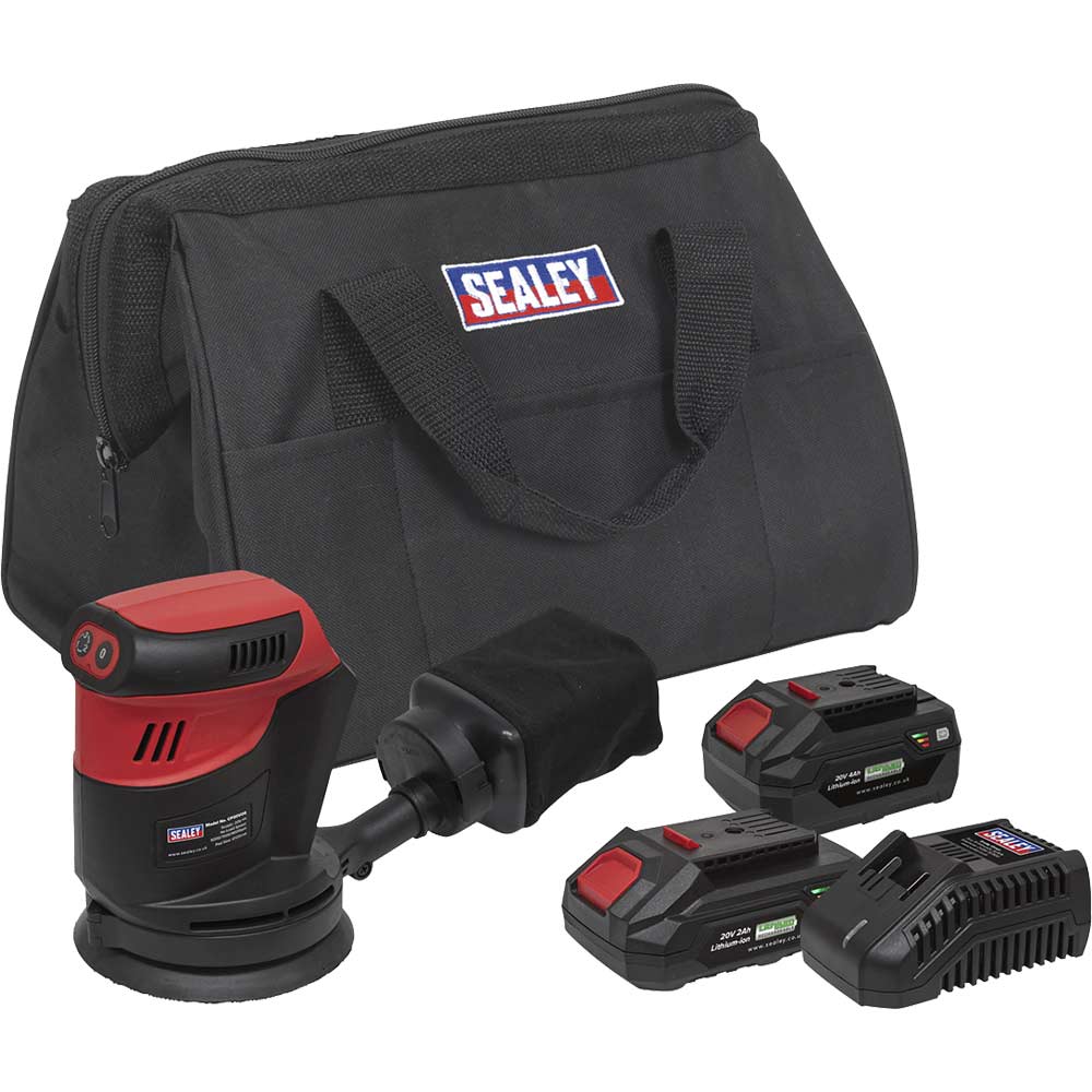 Sealey CP20VOS 20v Cordless Orbital Palm Sander 2 x 2ah Li-ion Battery Charger Bag