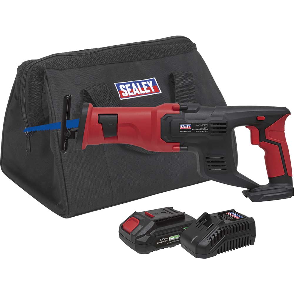 Sealey CP20VRS 20v Cordless Reciprocating Saw 1 x 2ah Li-ion Battery Charger Bag