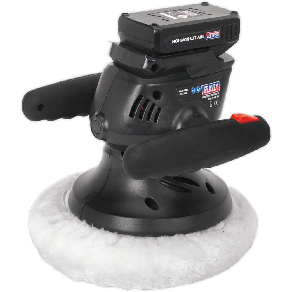 Sealey CP2518L 18v Cordless Li-ion Polisher 240mm 1 x 1.3ah Li-ion Battery Charger No Case