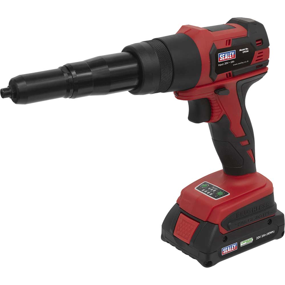 Sealey CP314 20v Cordless Riveter 1 x 2ah Li-ion Battery Charger Case