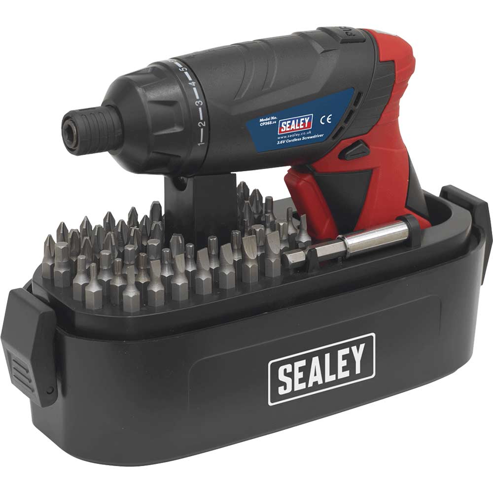 Sealey CP36S 3.6v Cordless Screwdriver 1 x 1.3ah Integrated Li-ion Battery Charger Case & Accessories