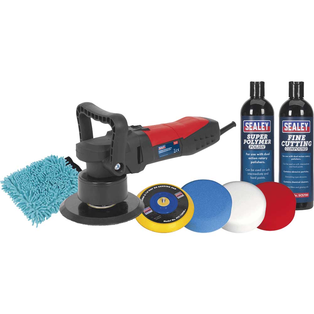 Sealey DAS149 Polisher 150mm and Pro Polishing Accessory Kit 240v