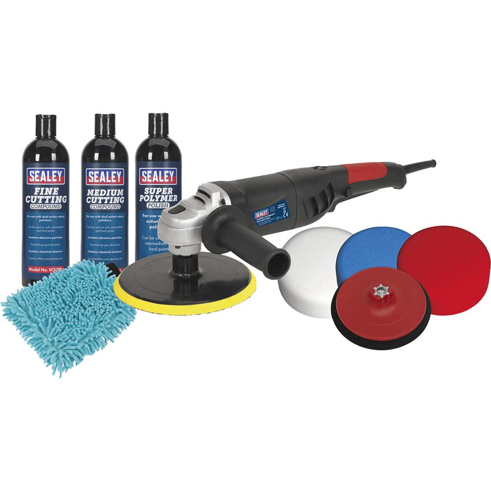 Sealey ER1700P Polisher 180mm and Pro Polishing Accessory Kit 240v