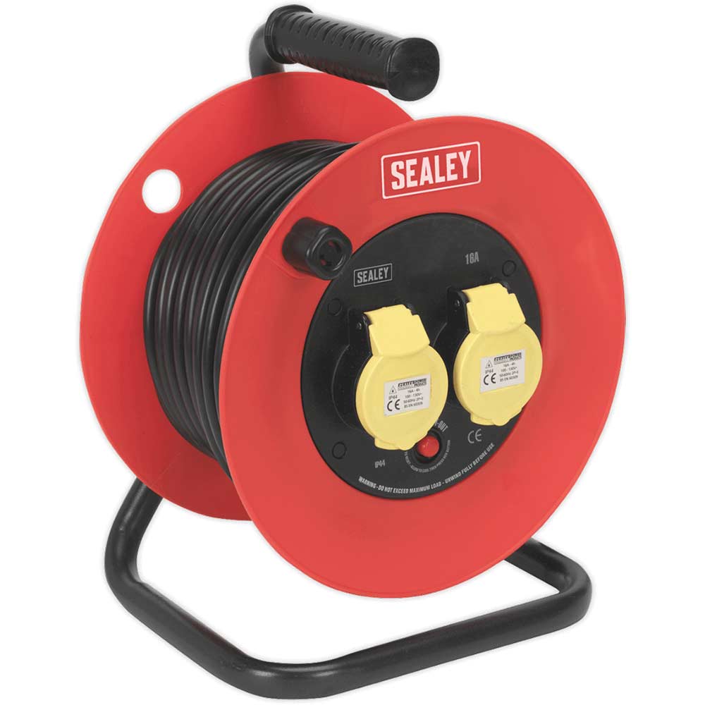 Sealey Twin Socket Heavy Duty Extension Reel 110v 25m