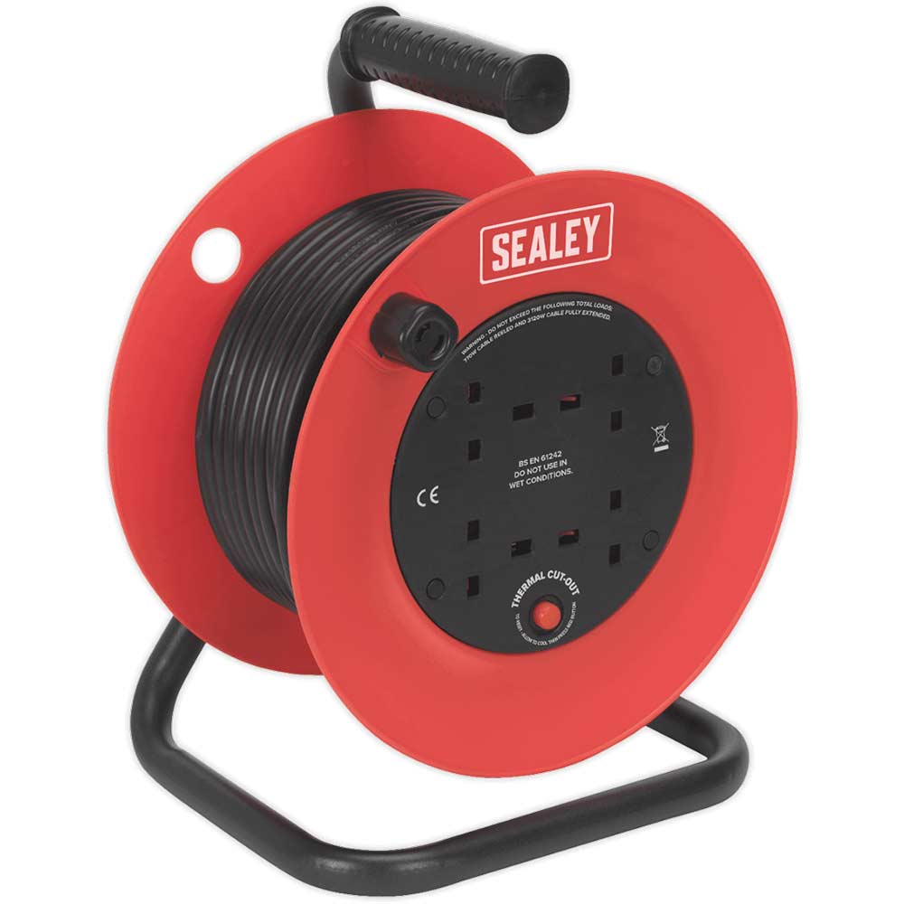 Sealey 4 Socket Heavy Duty Cable Reel 240v 25m