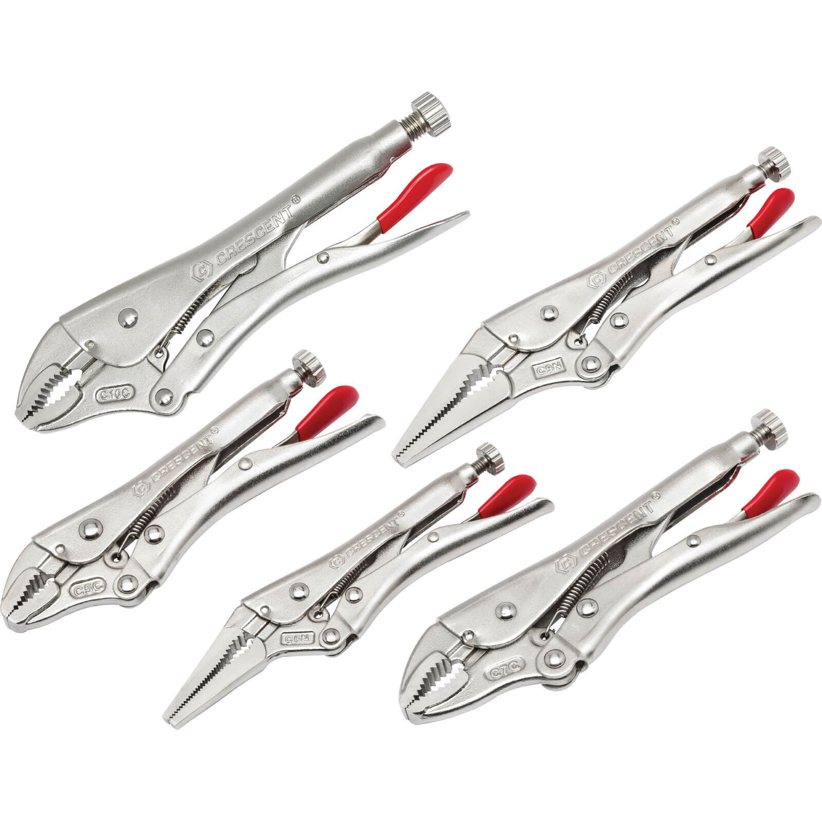 Image of Crescent 5 Piece Locking Pliers With Wire Cutter Set