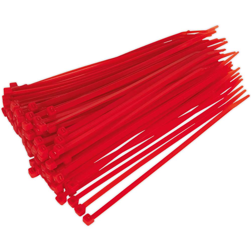 Sealey Cable Ties Red Pack of 100 200mm 4.8mm