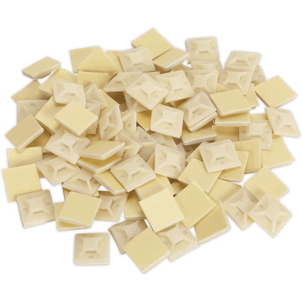 Sealey Self Adhesive Cable Tie Mounts White 20mm Pack of 100