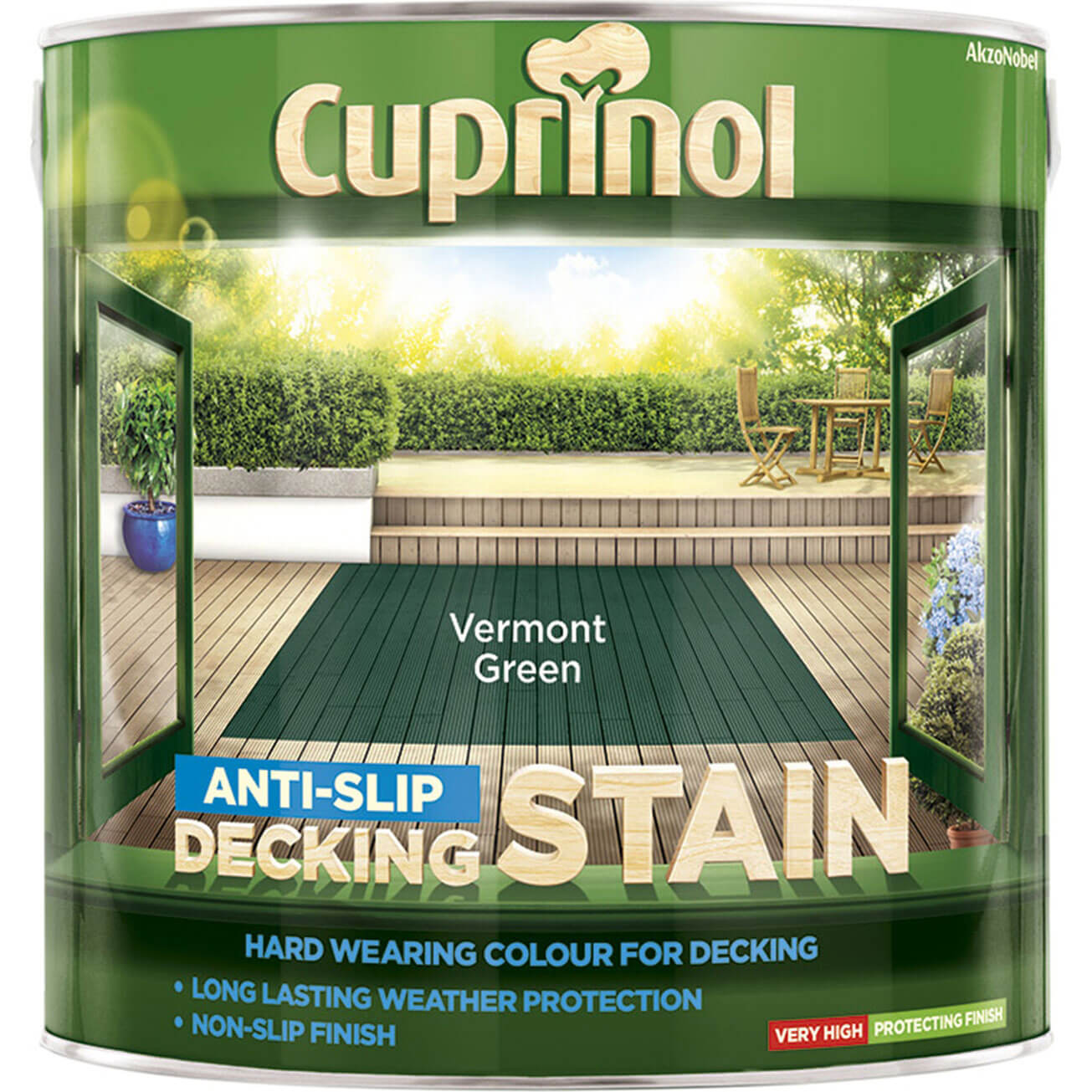 Image of Cuprinol Anti Slip Decking Stain Vermont Green 2.5l