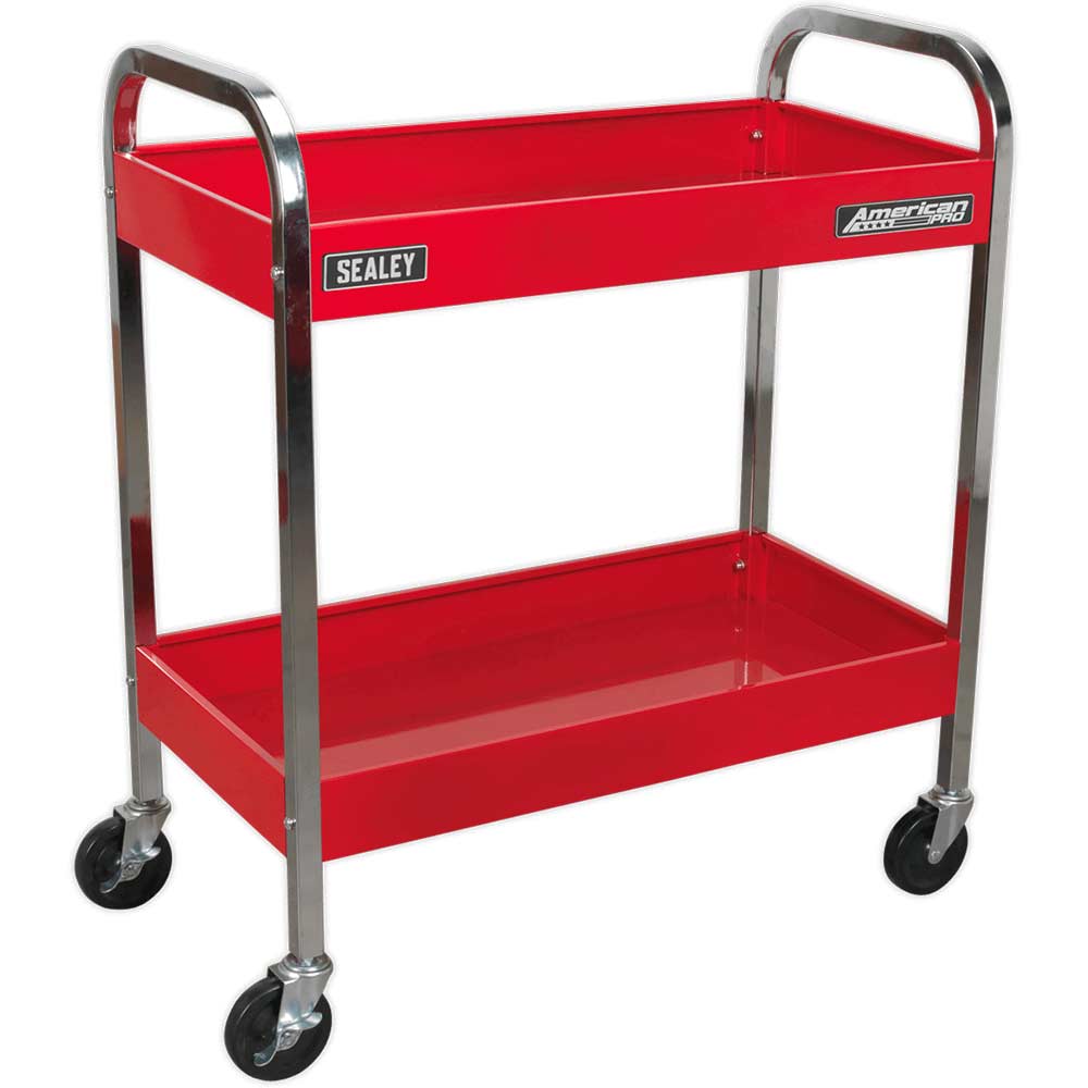 Sealey Heavy Duty 2 Shelf Workshop Trolley Red