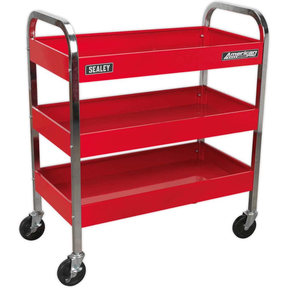 Sealey Heavy Duty 3 Shelf Workshop Trolley Red