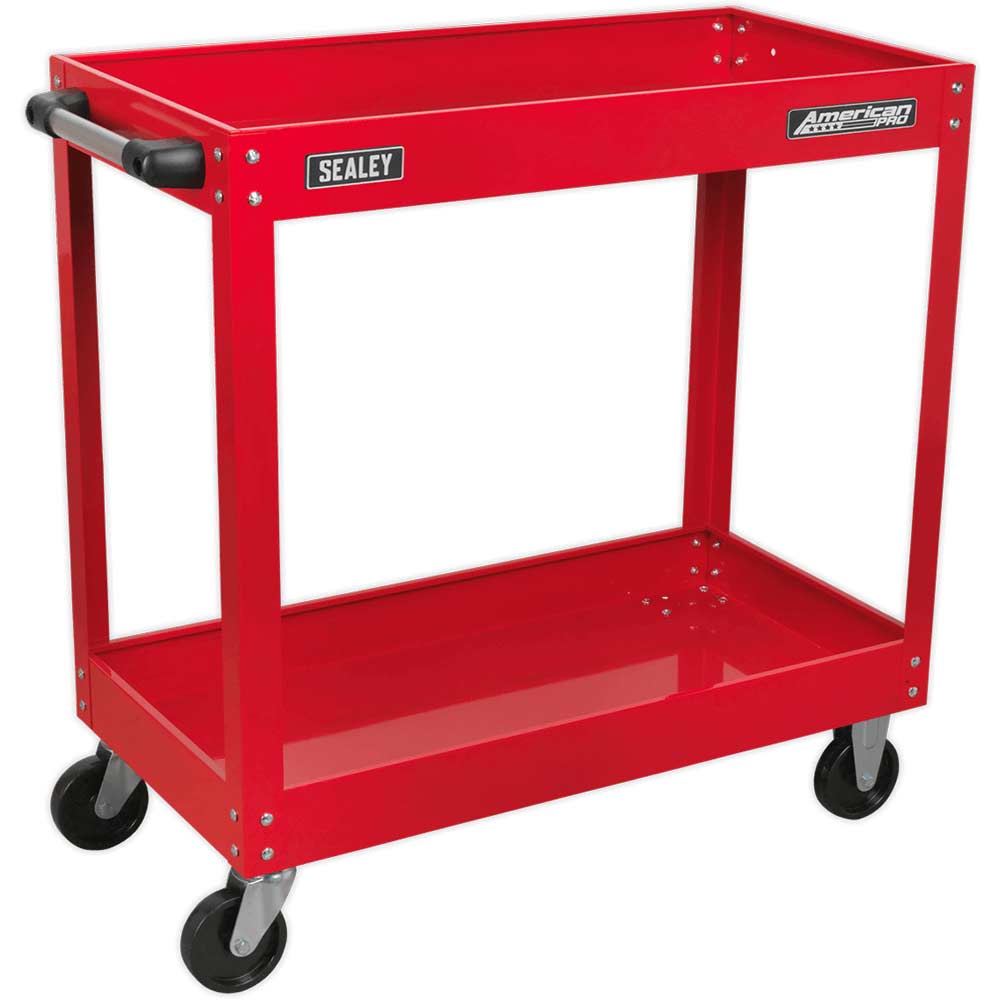 Sealey Heavy Duty 2 Shelf Trolley with Lockable Top Red