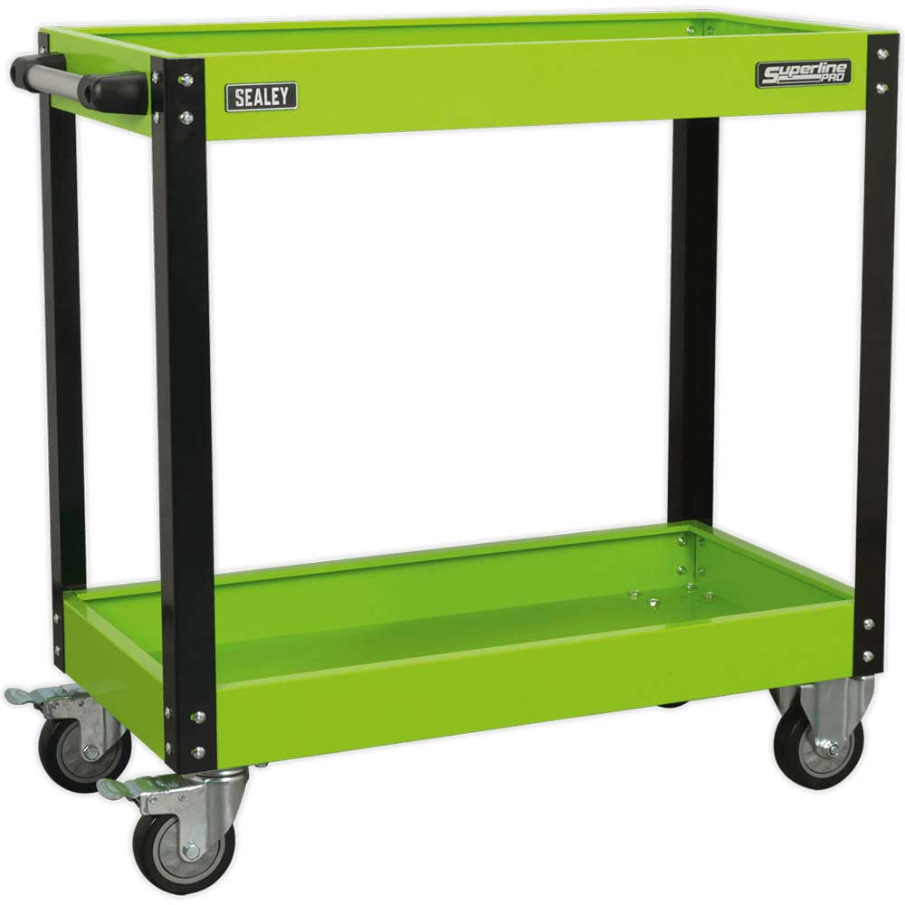 Sealey 2 Shelf Trolley Green & Black