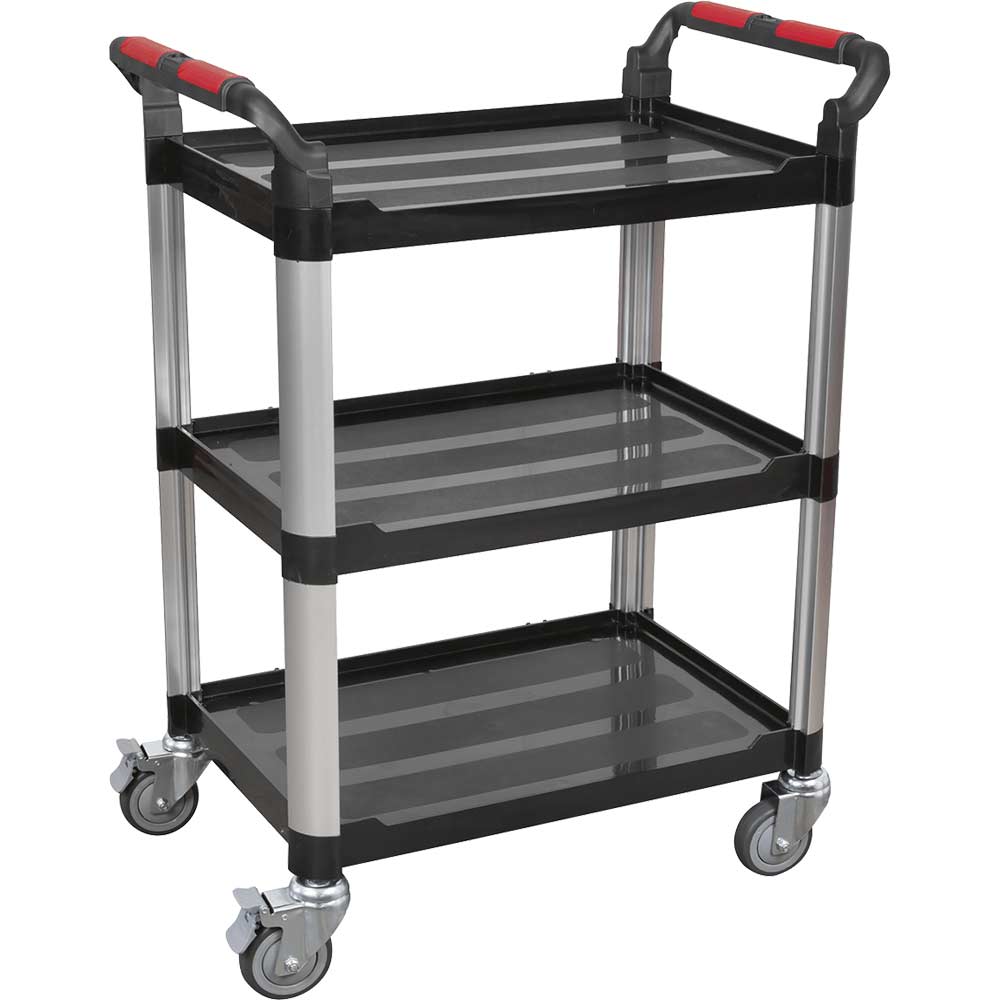 Sealey 3 Shelf Composite Workshop Trolley Black