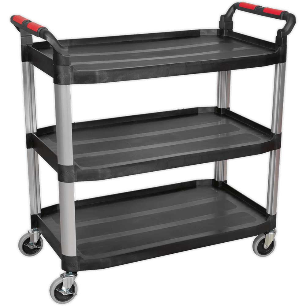 Sealey 3 Shelf Composite Workshop Trolley Black