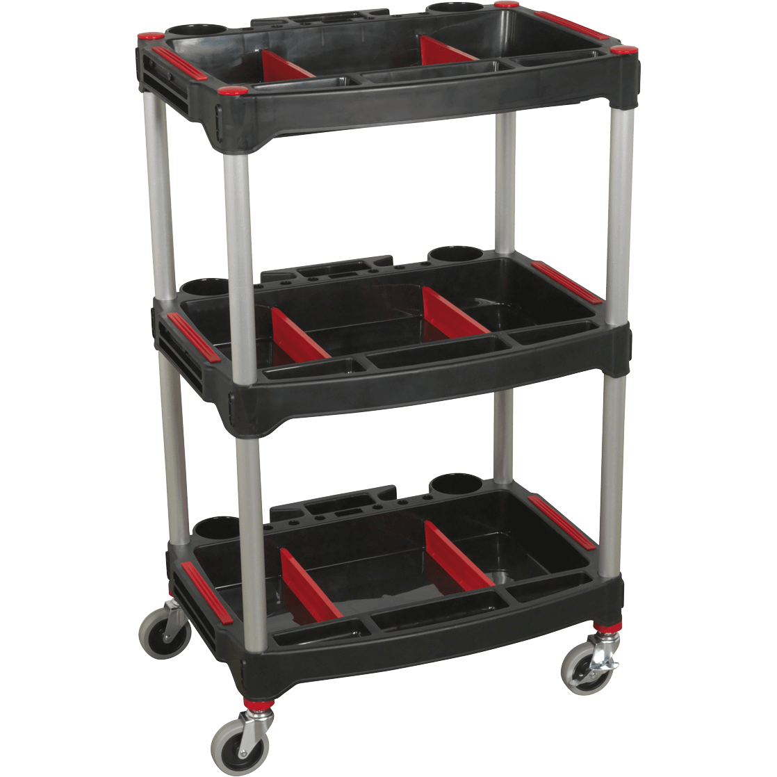 Photos - Ladder Sealey 3 Shelf Composite Trolley with Parts Storage Black / Red CX313 
