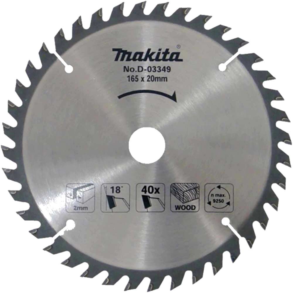 Image of Makita Wood Cutting Circular Saw Blade 165mm 40T 20mm
