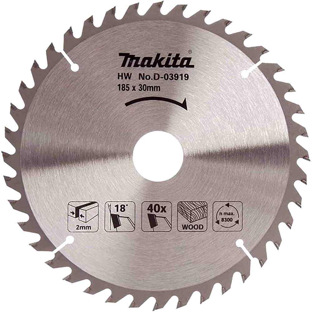 Image of Makita Wood Cutting Circular Saw Blade 185mm 40T 30mm