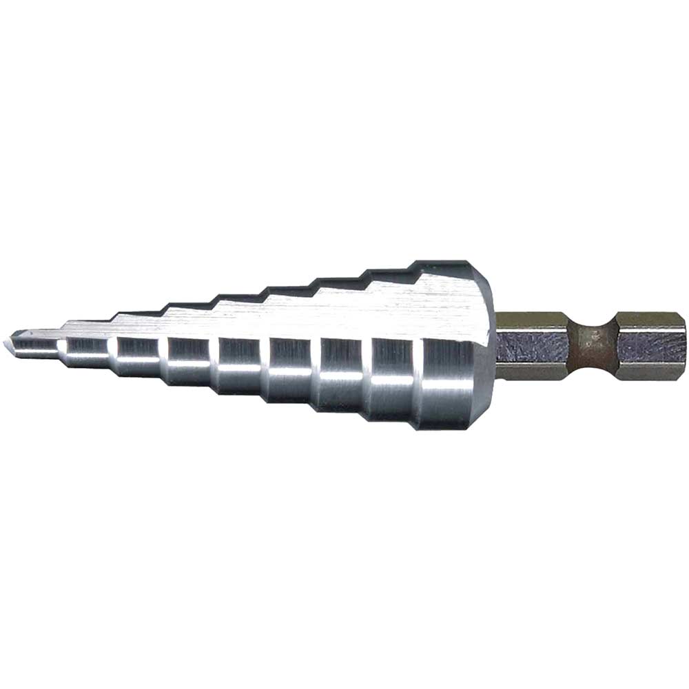 Image of Makita Hex Shank HSS Step Drill Strght Flute 4mm - 20mm