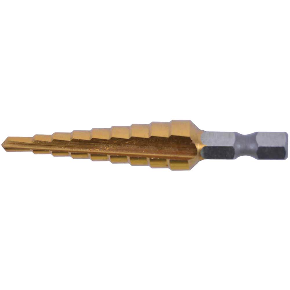 Image of Makita Hex Shank Step Drill Straight Flute TiN Coated 4mm - 12mm