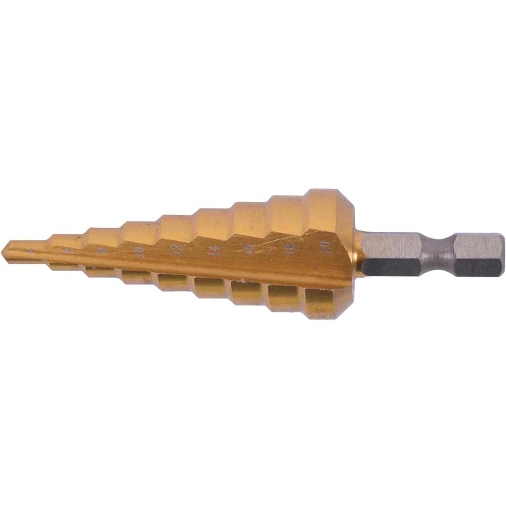 Image of Makita Hex Shank Step Drill Straight Flute TiN Coated 4mm - 20mm