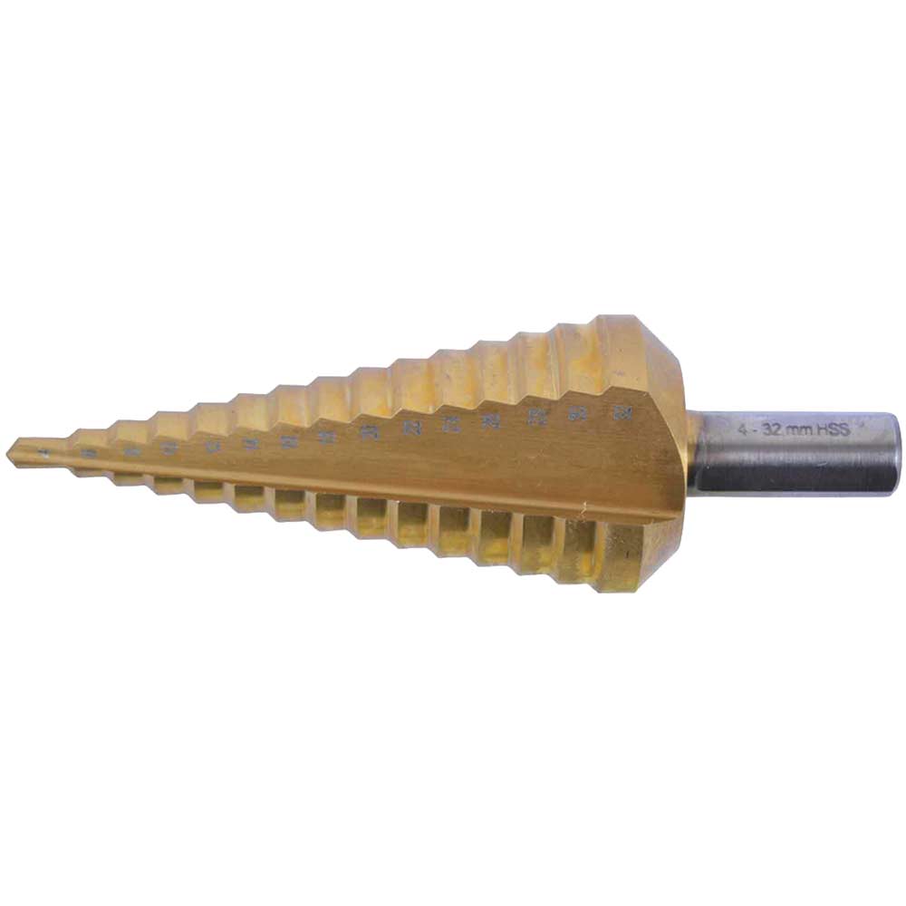 Image of Makita Hex Shank Step Drill Straight Flute TiN Coated 4mm - 32mm