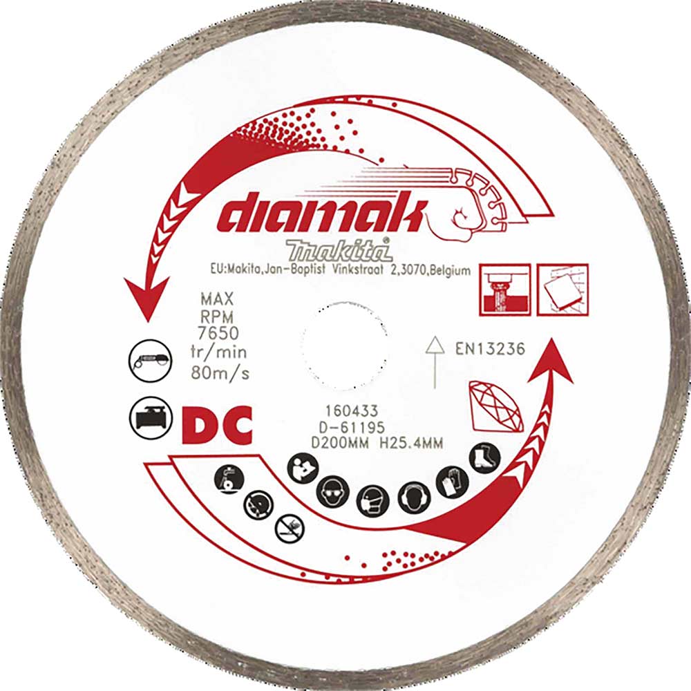 Image of Makita Diamak Continuous Rim Diamond Cutting Disc 200mm