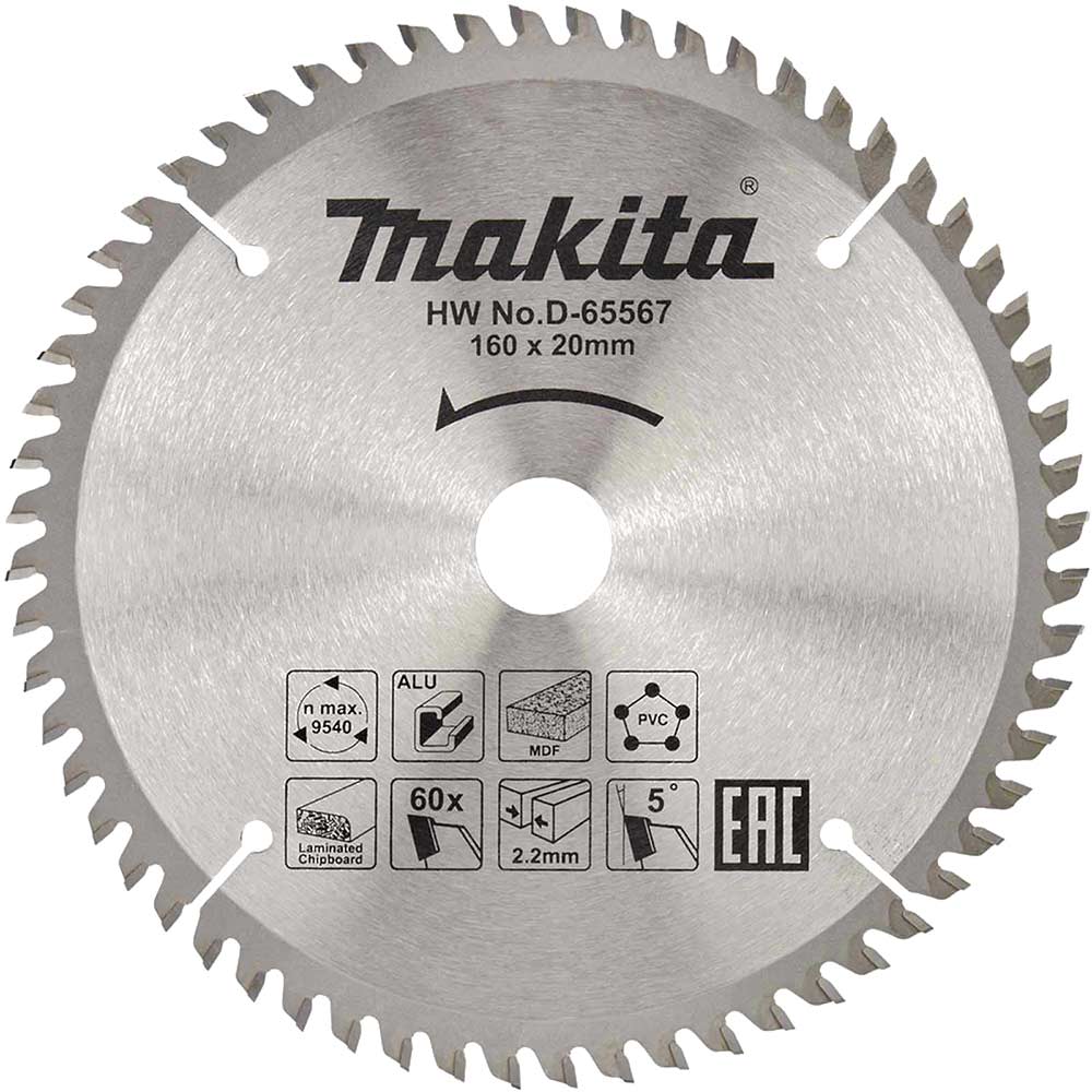 Image of Makita Multi Purpose Circular Saw Blade 160mm 60T 20mm